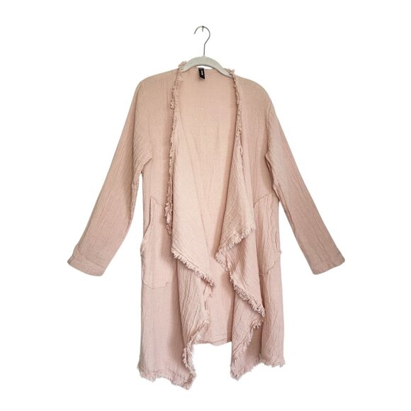 Venti6 Italian Cotton / Linen Open Long Sleeve Cardigan in Pink - Sz M - Picture 1 of 5